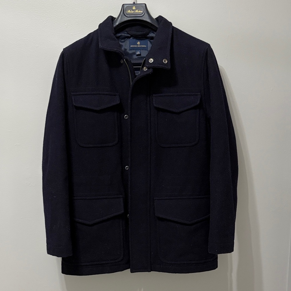 Brooks Brothers Navy Military-Style Wool Field Coat